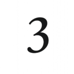 Bold number 3 on checkerboard pattern